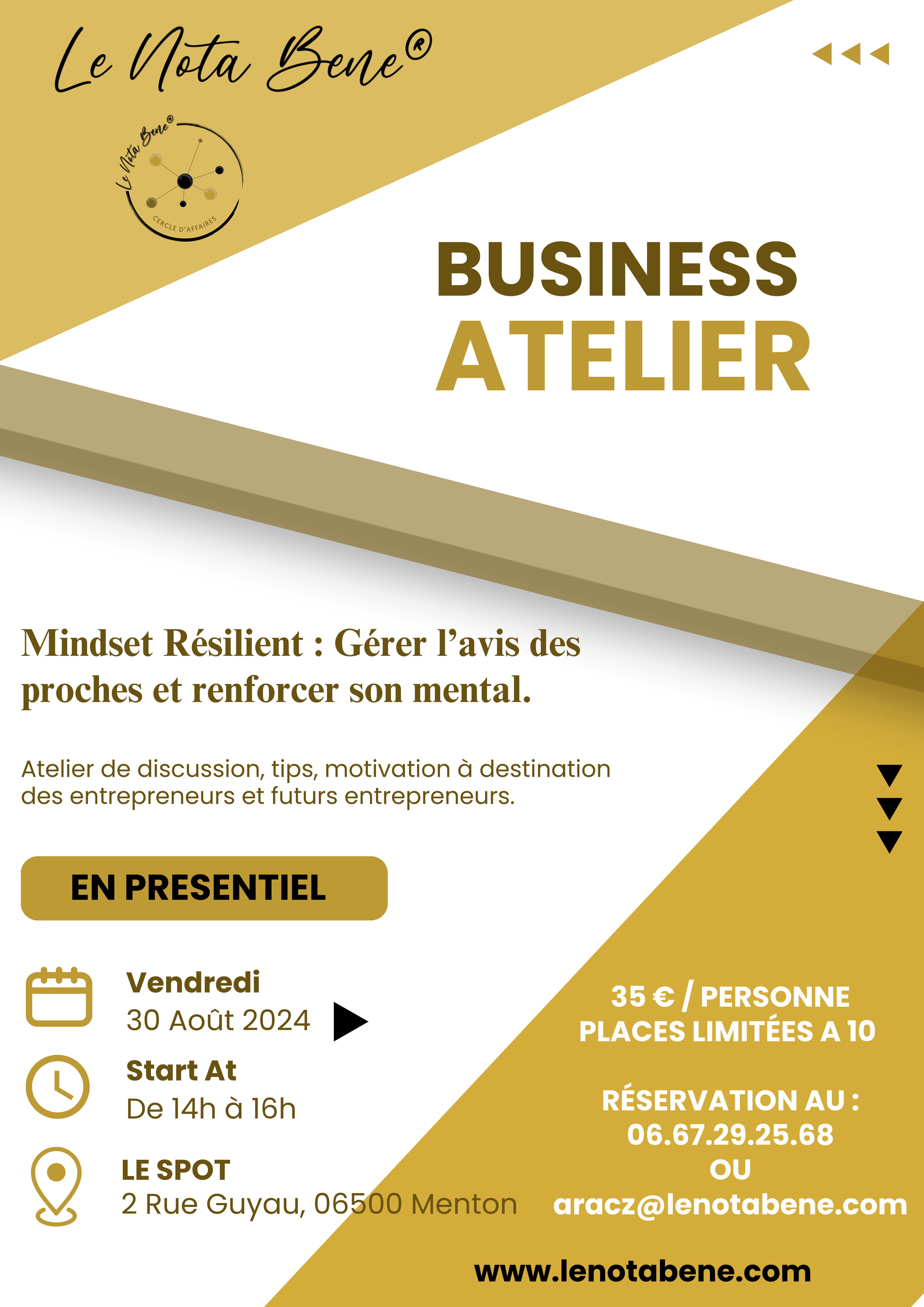 Atelier business 30 aout 2024 Menton Le Spot